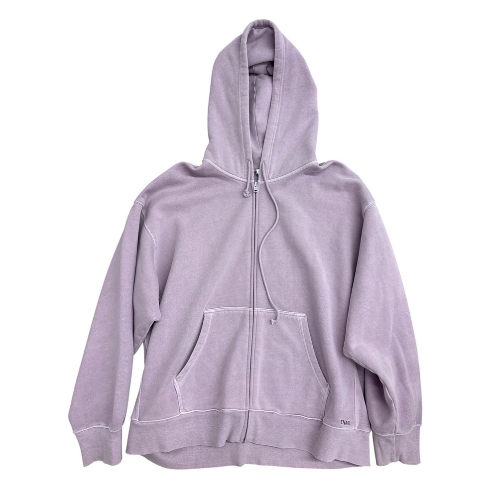 TNA Aritzia Cozy Fleece Boyfriend Zip Up Hoodie Purple XL 102393